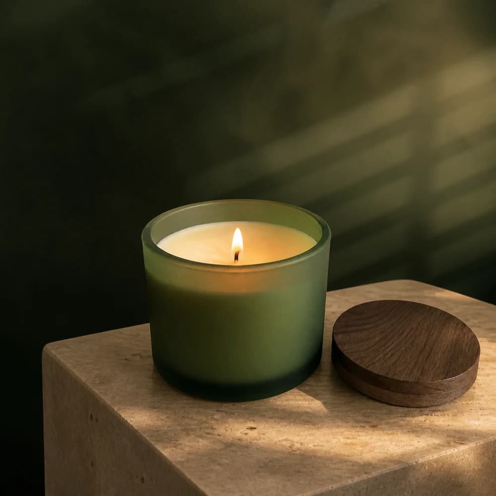 A polished campaign featuring the same artisan candle